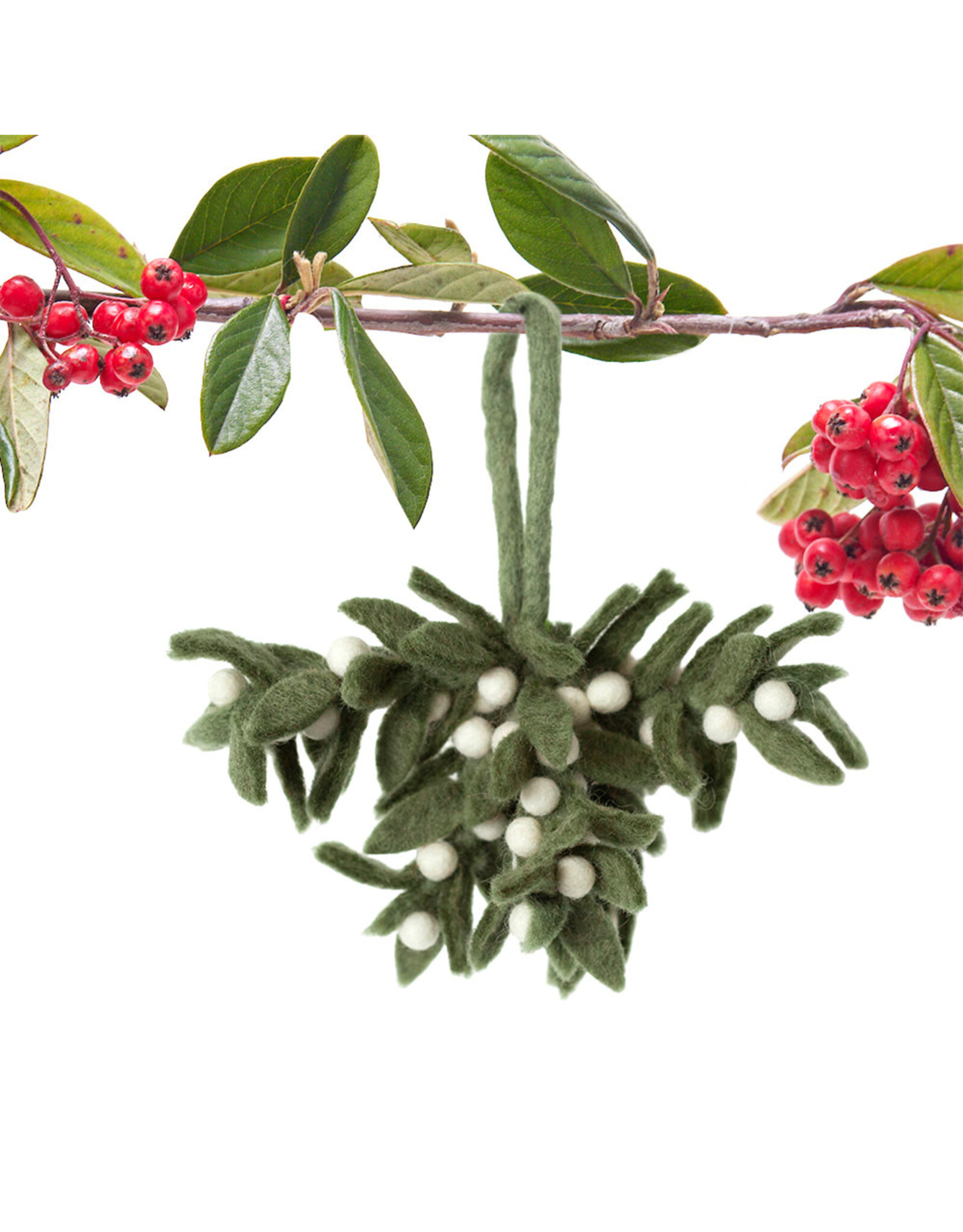 rockflowerpaper Felt Ornament, Mistletoe