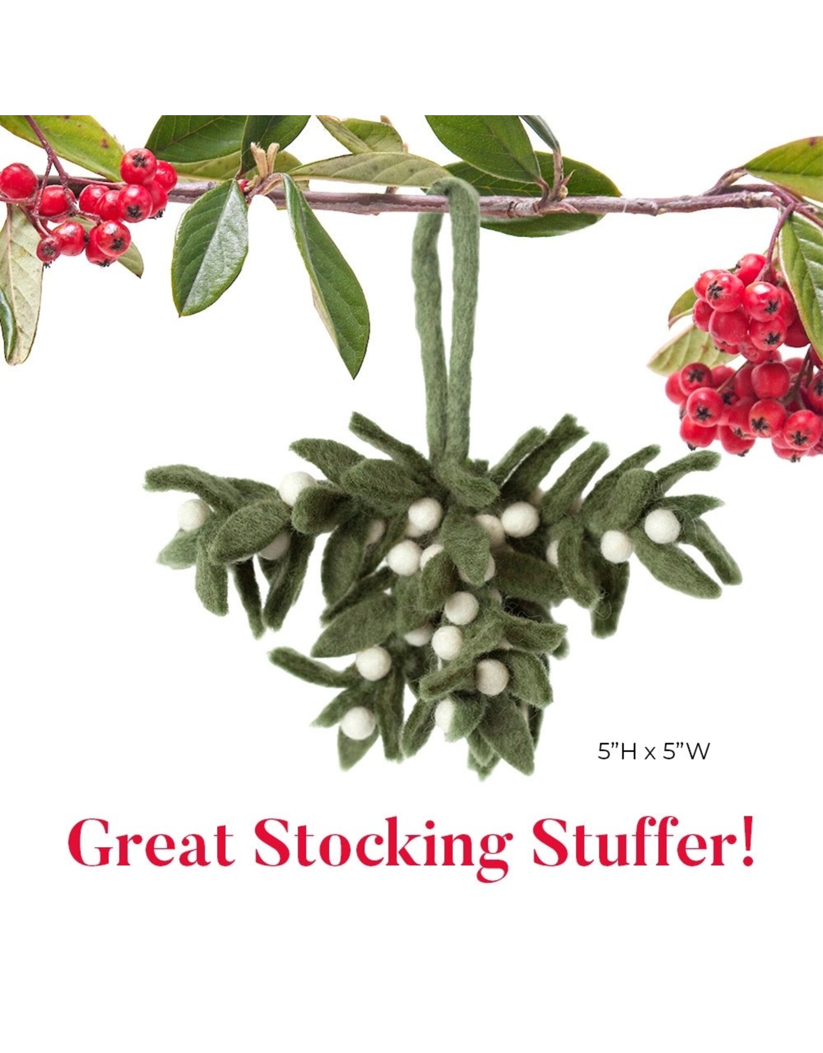 rockflowerpaper Felt Ornament, Mistletoe