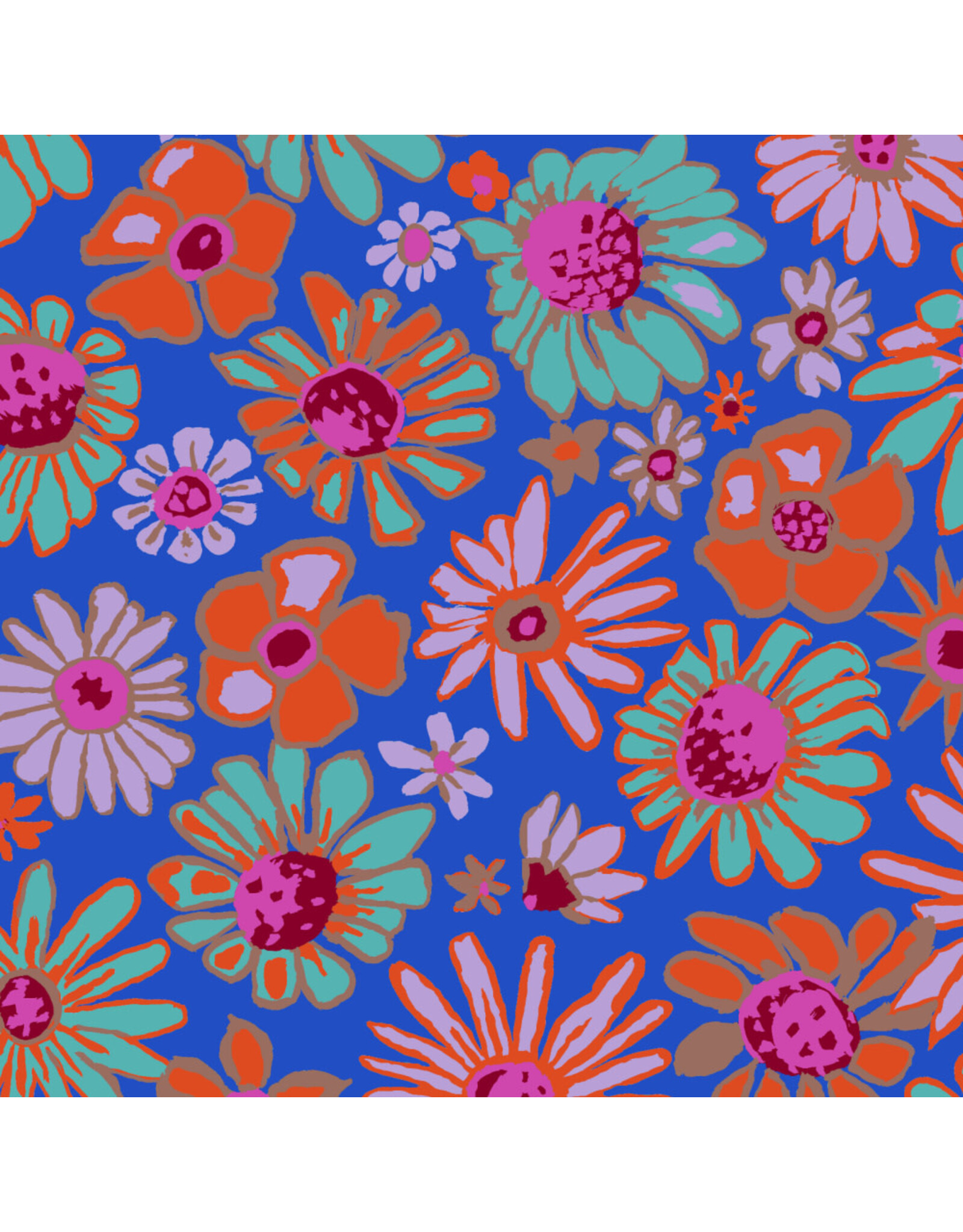 Kaffe Fassett Kaffe Collective, Bloomers in Cobalt, Fabric Half-Yards