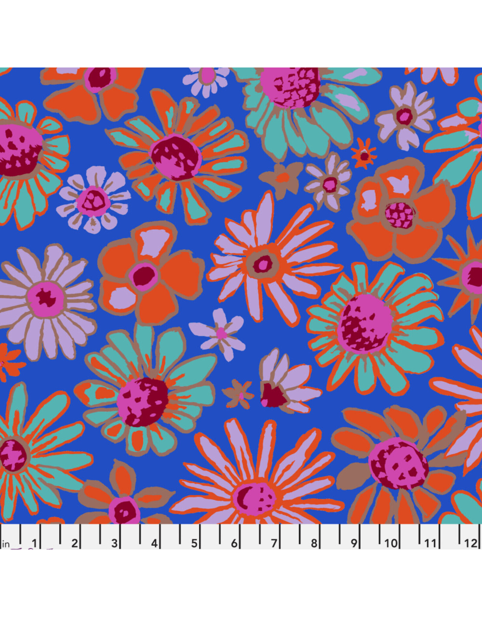 Kaffe Fassett Kaffe Collective, Bloomers in Cobalt, Fabric Half-Yards