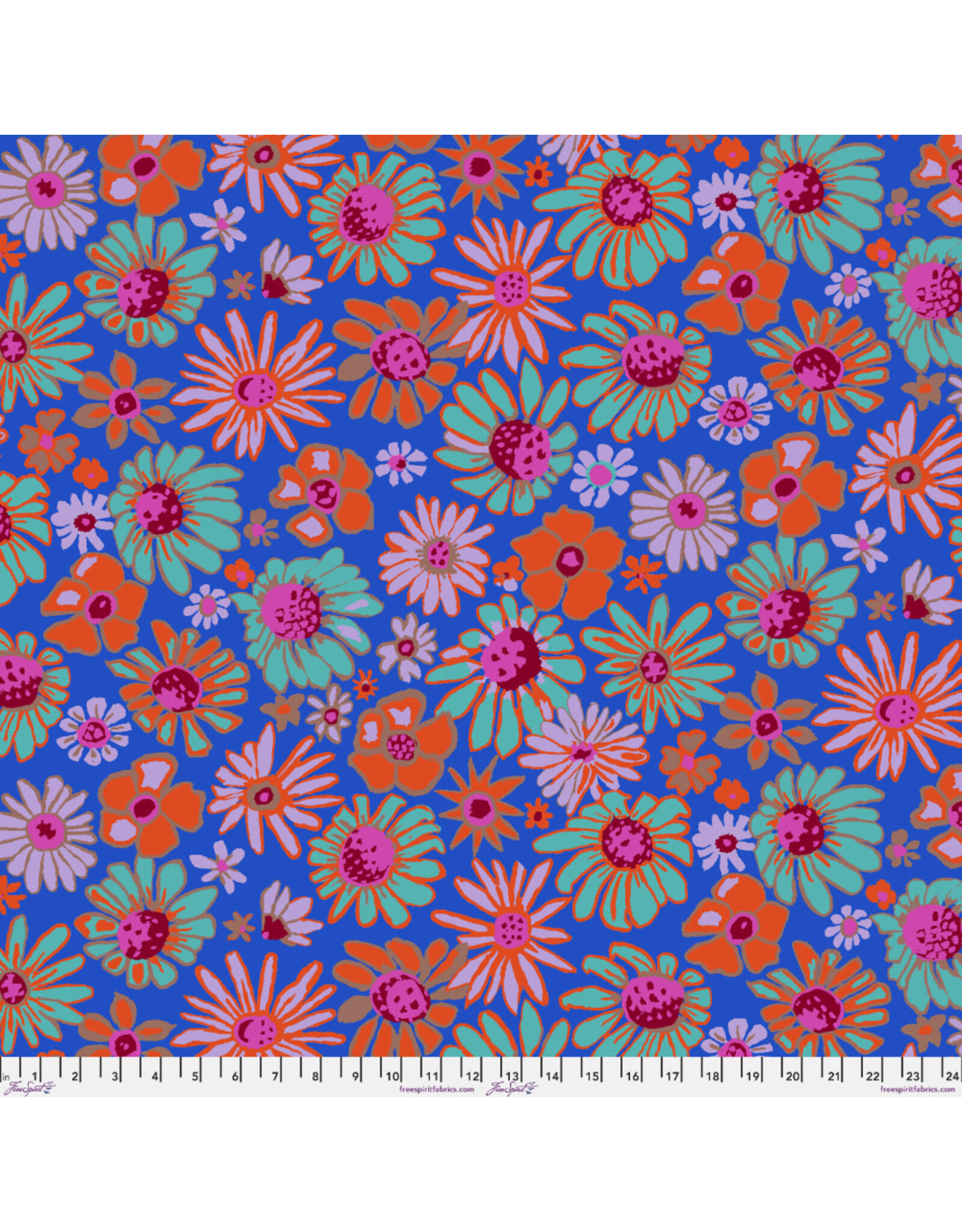 Kaffe Fassett Kaffe Collective, Bloomers in Cobalt, Fabric Half-Yards