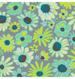 Kaffe Fassett Kaffe Collective, Bloomers in Grey, Fabric Half-Yards