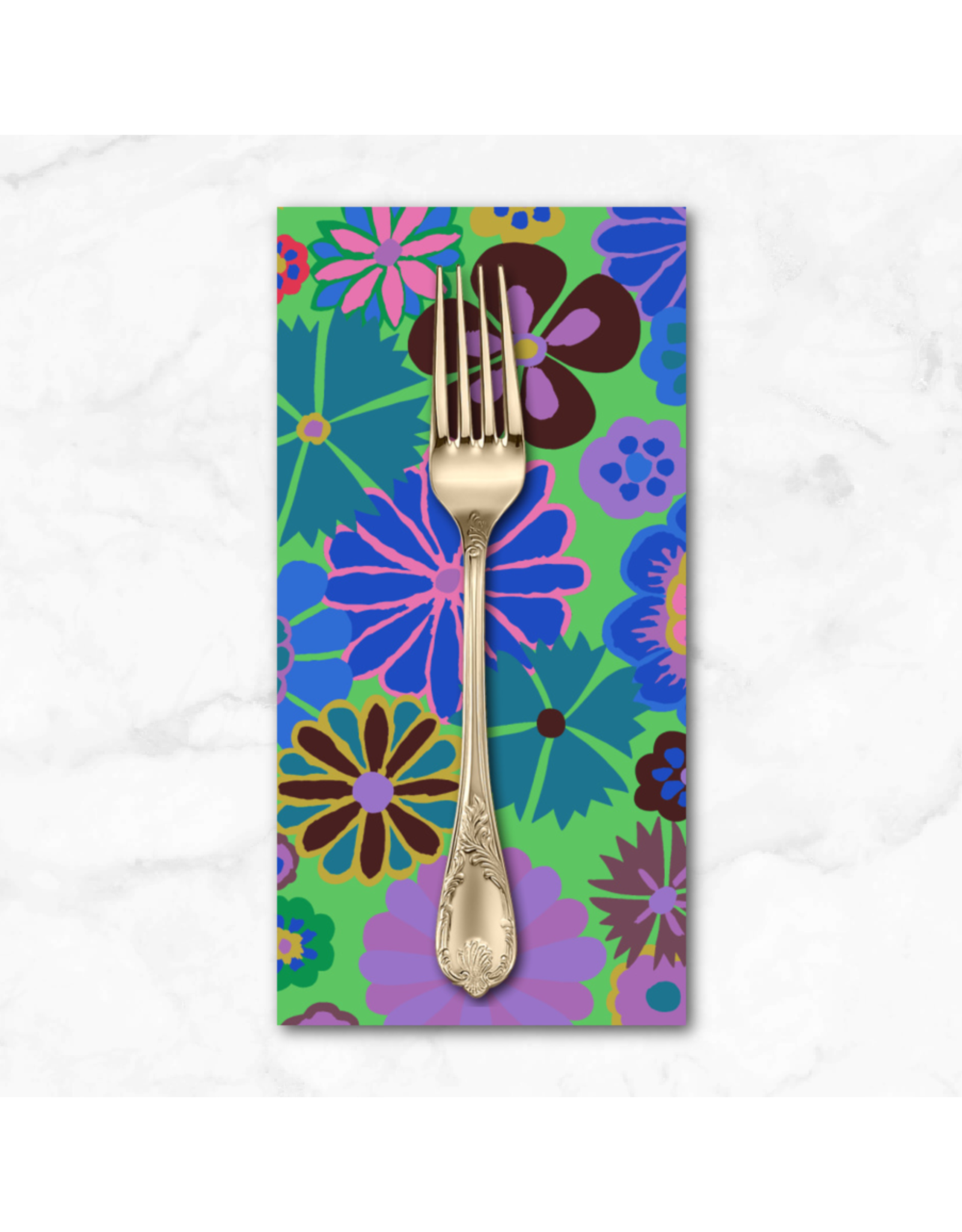 PD's Kaffe Fassett Collection Kaffe Collective, Folk Flower in Blue, Dinner Napkin