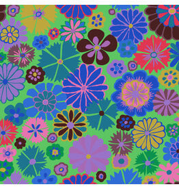 Kaffe Fassett Kaffe Collective, Folk Flower in Blue, Fabric Half-Yards