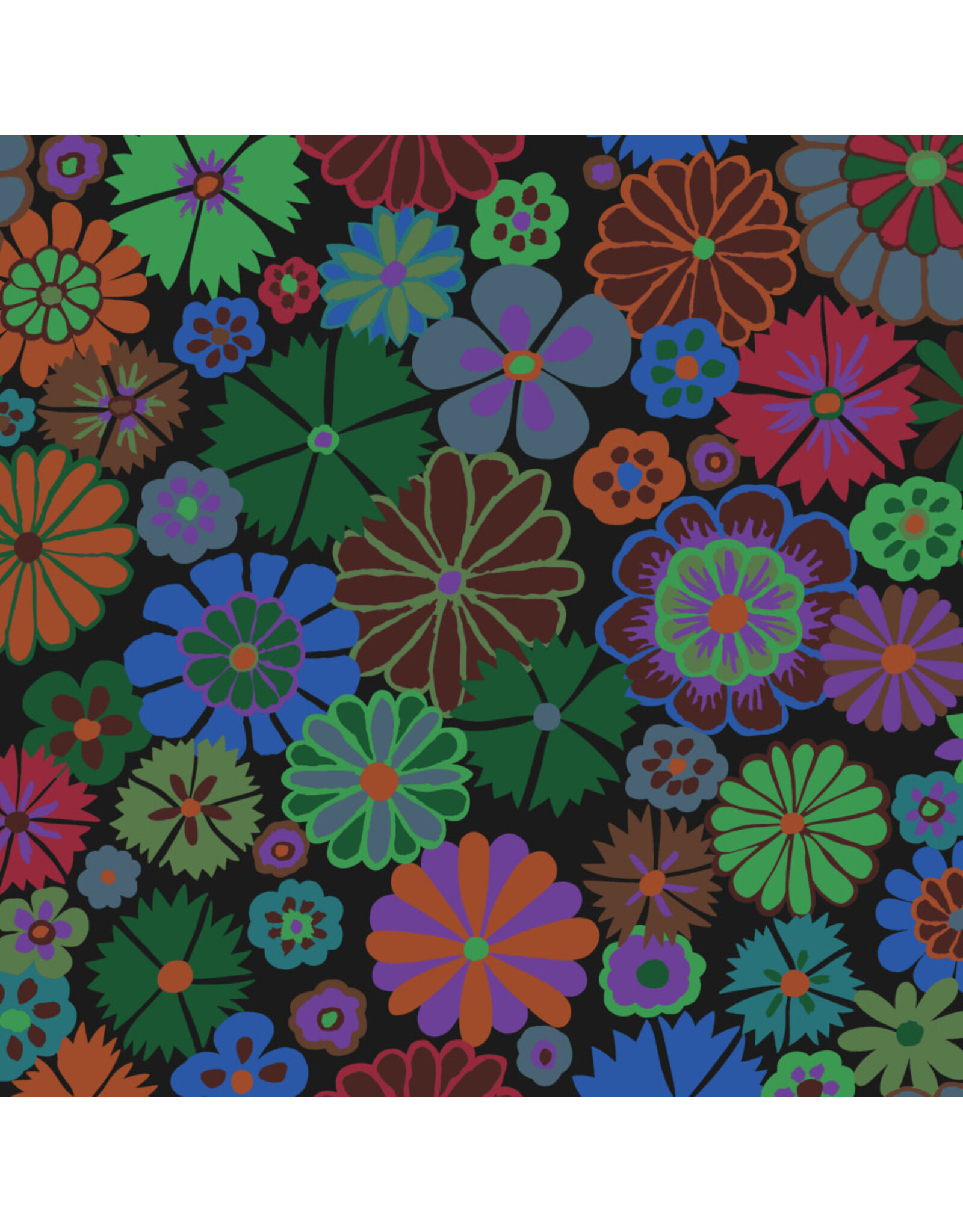 Kaffe Fassett Kaffe Collective, Folk Flower in Dark, Fabric Half-Yards