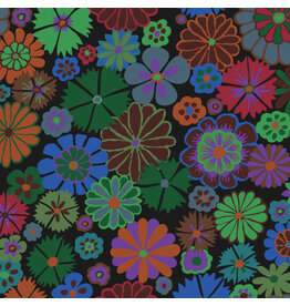 Kaffe Fassett Kaffe Collective, Folk Flower in Dark, Fabric Half-Yards