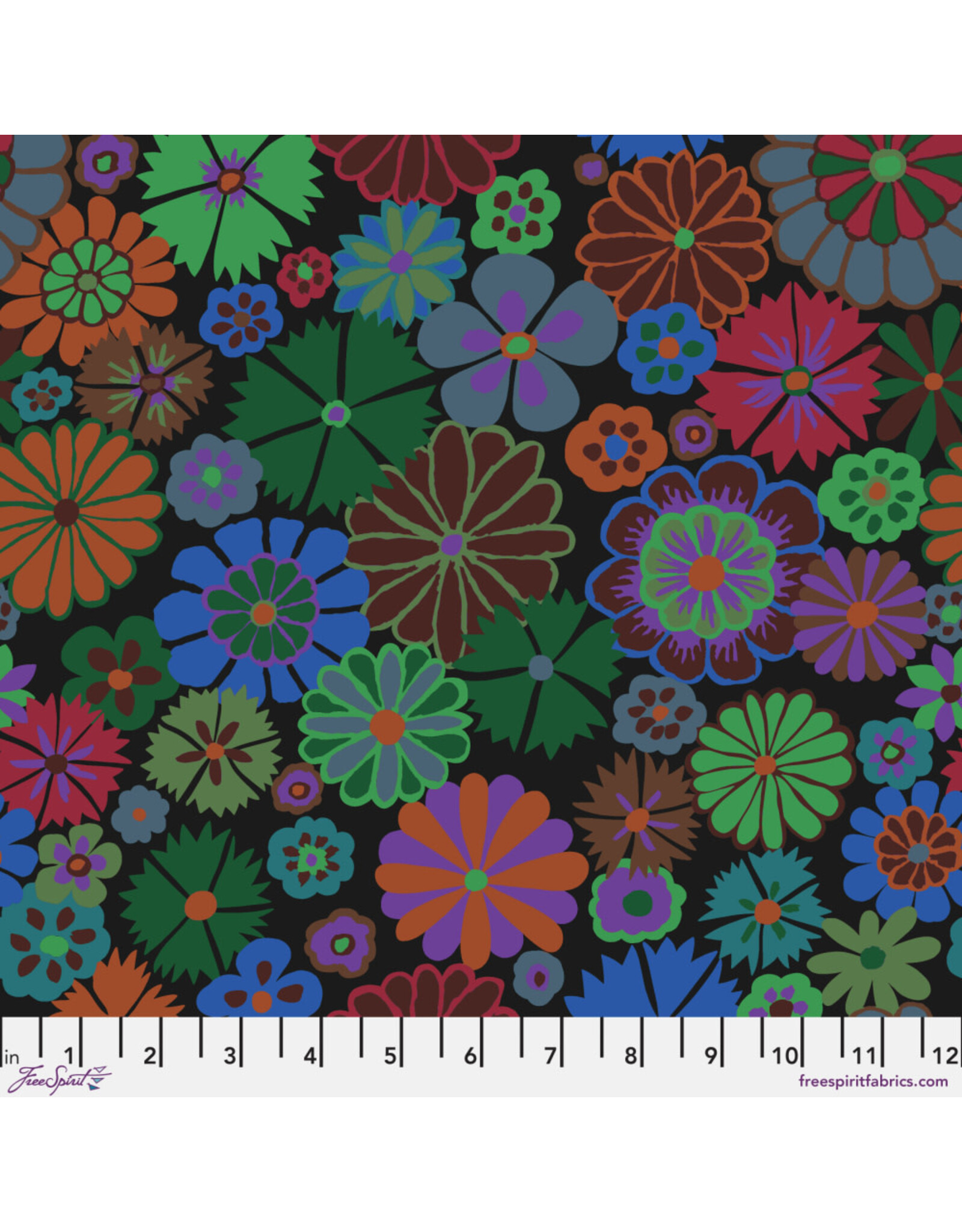 Kaffe Fassett Collective Kaffe Collective, Folk Flower in Dark, Fabric Half-Yards