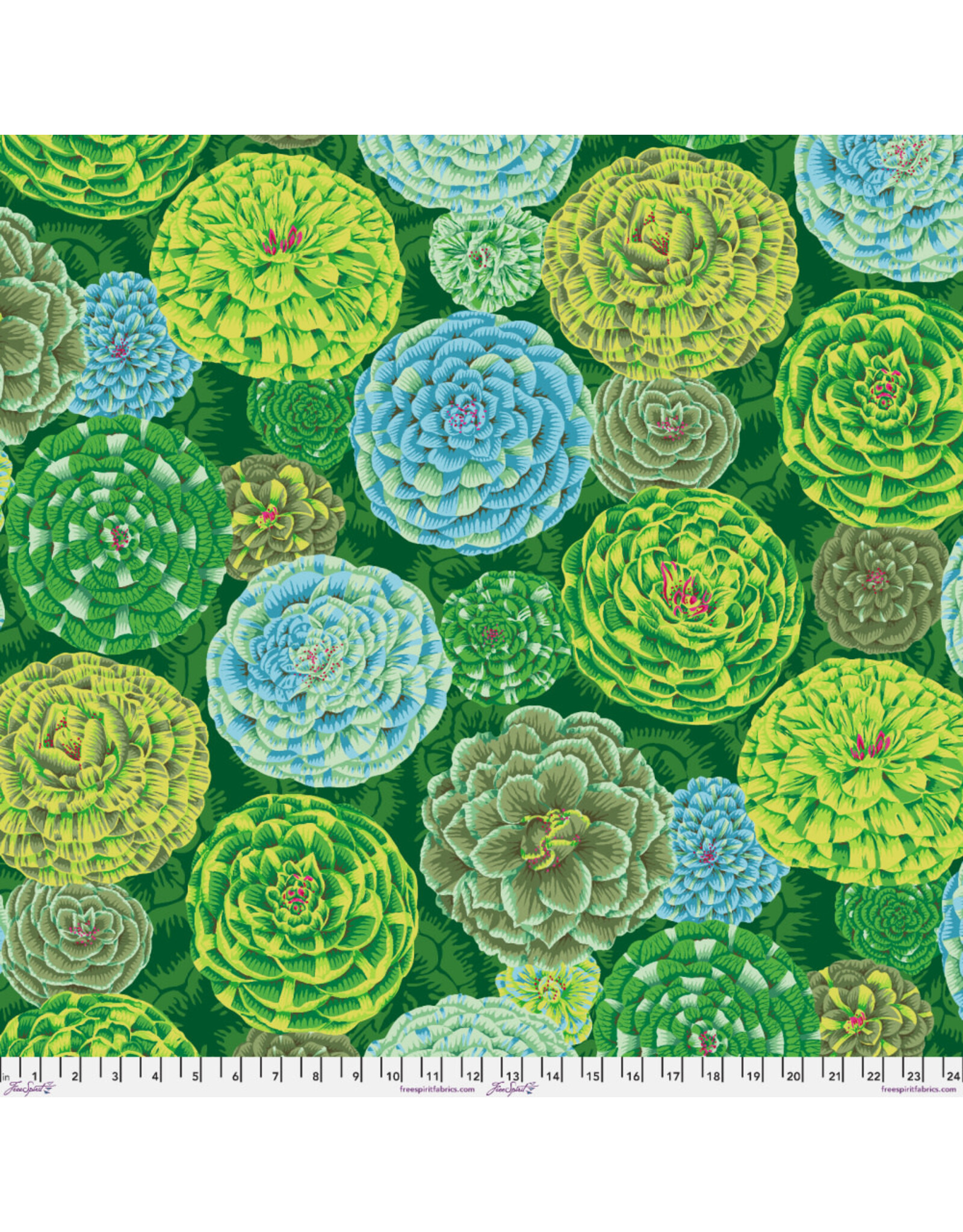 Kaffe Fassett Kaffe Collective, Japonica in Green, Fabric Half-Yards