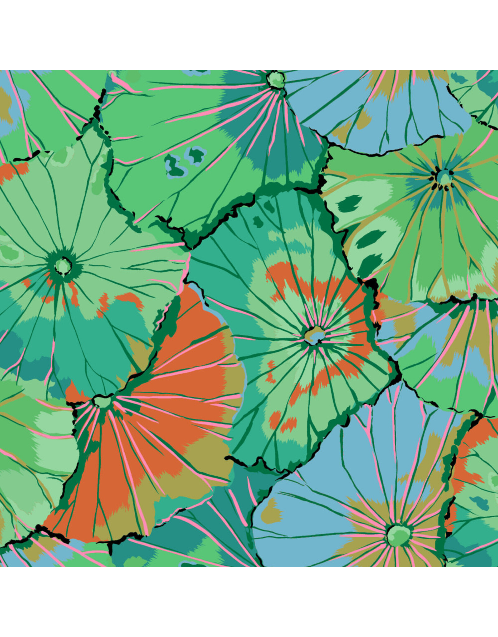 Kaffe Fassett Kaffe Collective, Lotus Leaf in Emerald, Fabric Half-Yards