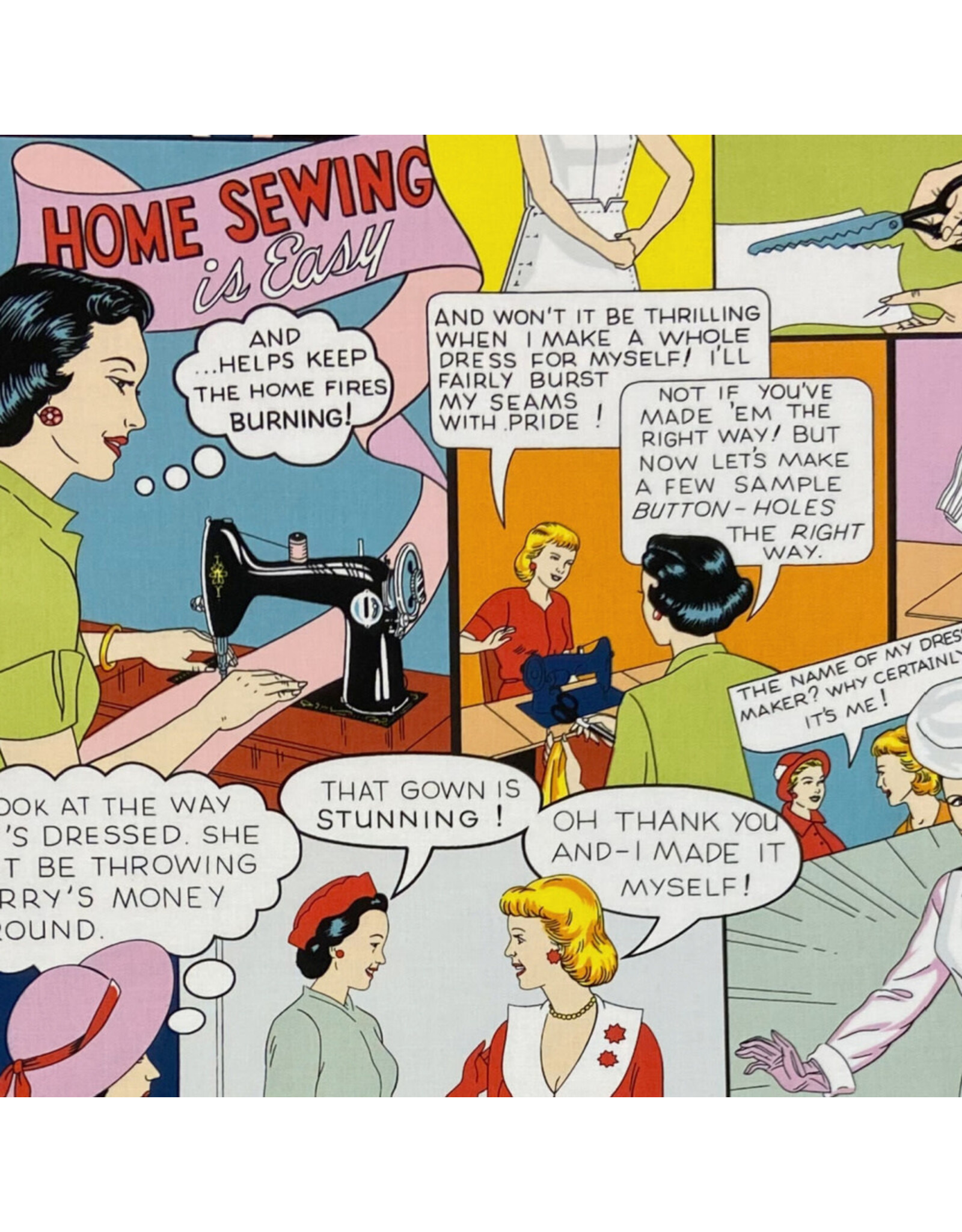 Alexander Henry Fabrics Nicole's Prints, Home Sewing is Easy in Multi, Fabric Half-Yards