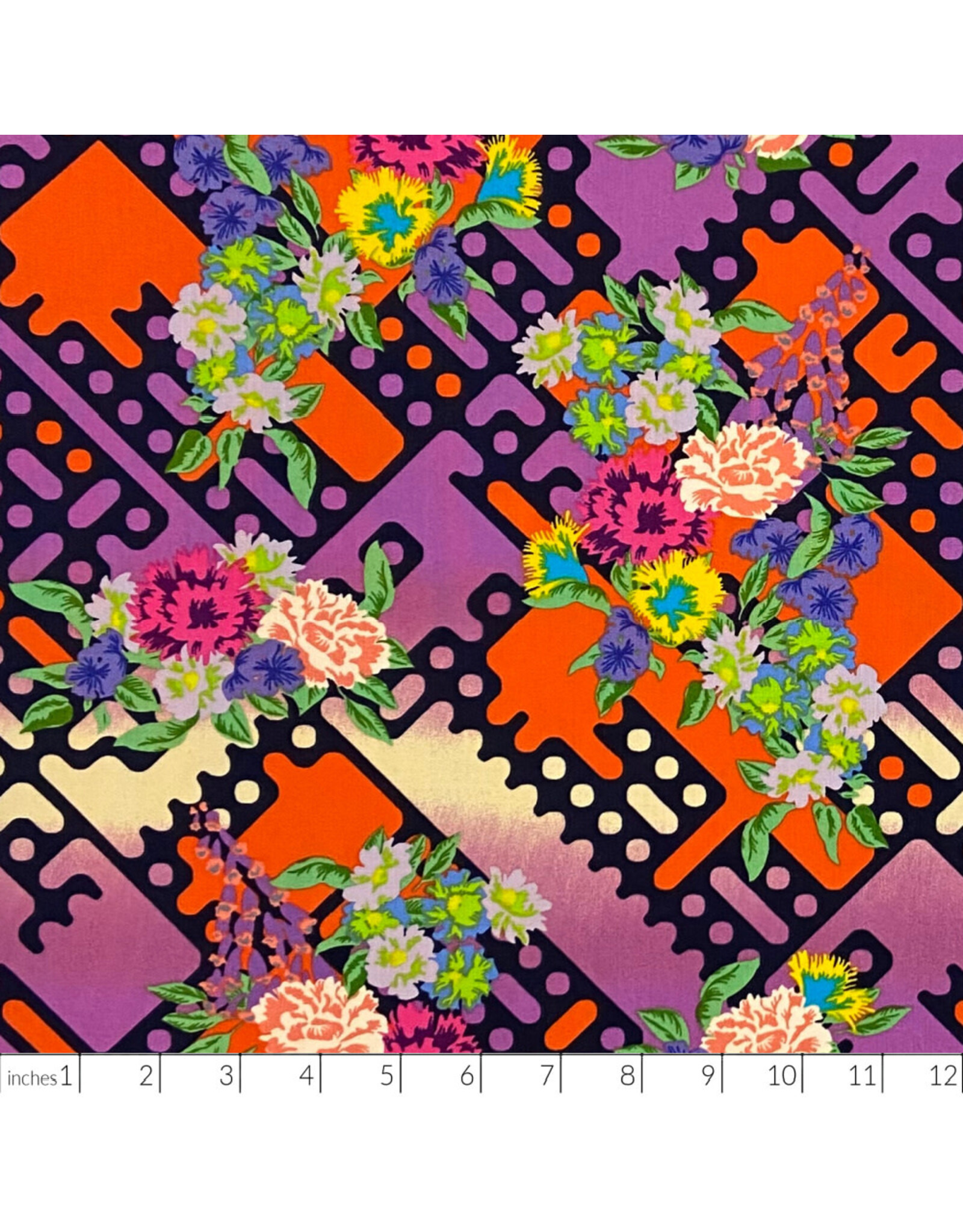 Alexander Henry Fabrics Nicole's Prints, Balmoral Floral in Monarch Bright, Fabric Half-Yards