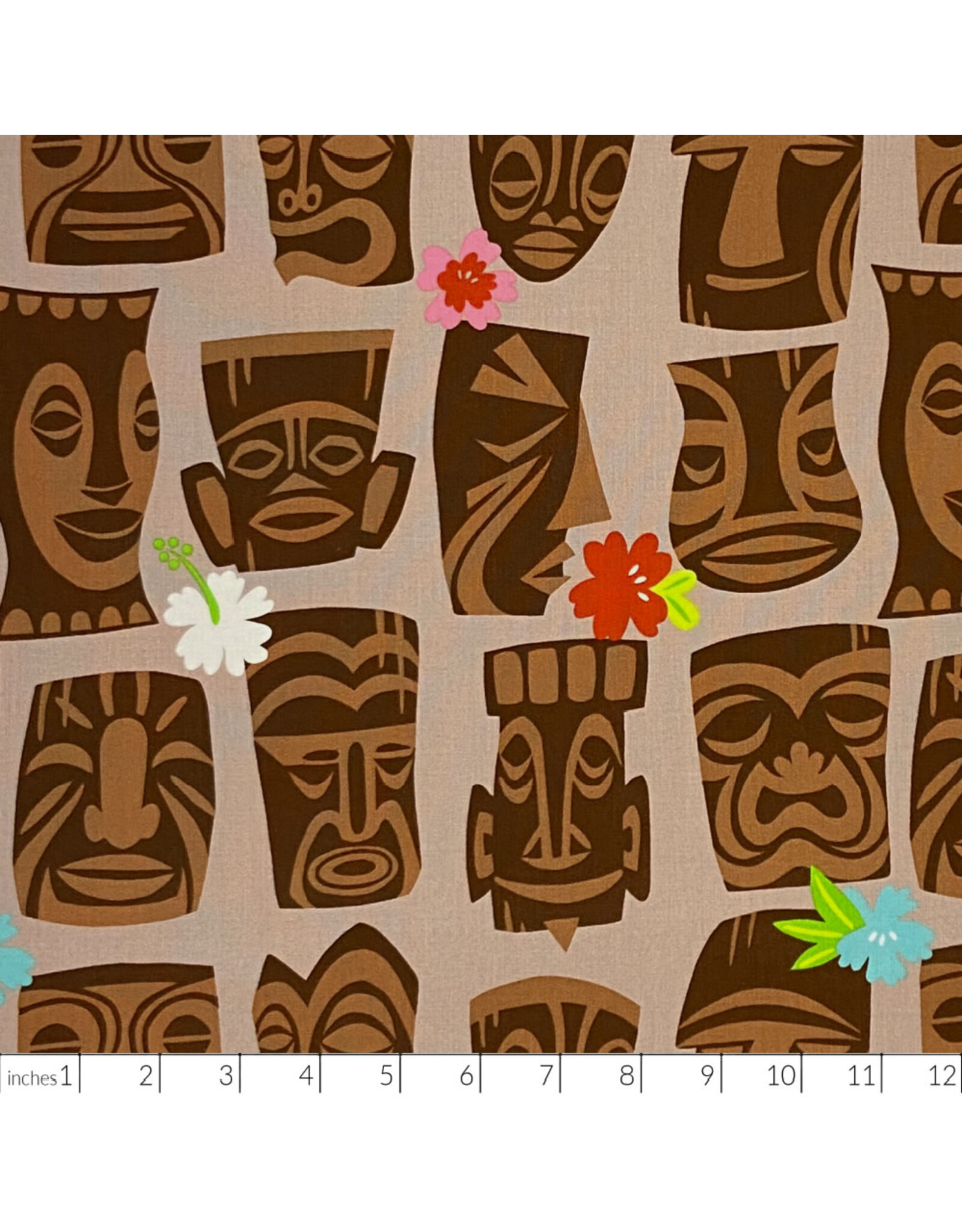 PD's Alexander Henry Collection Tiki Dreams, Tahiti Tiki in Burlap, Dinner Napkin