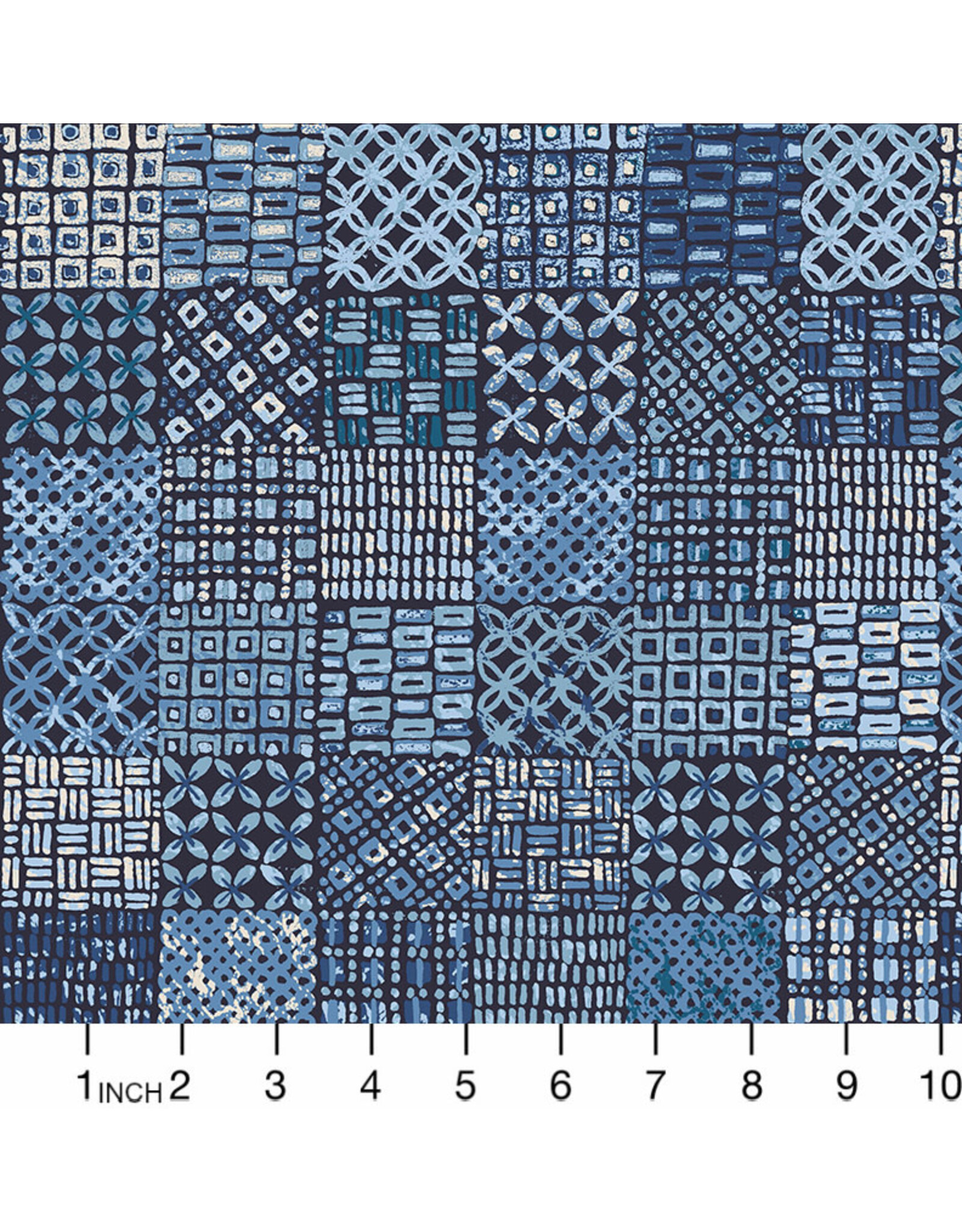 PD's Alexander Henry Collection Indigo West, Sunrise Tapa in Indigo, Dinner Napkin
