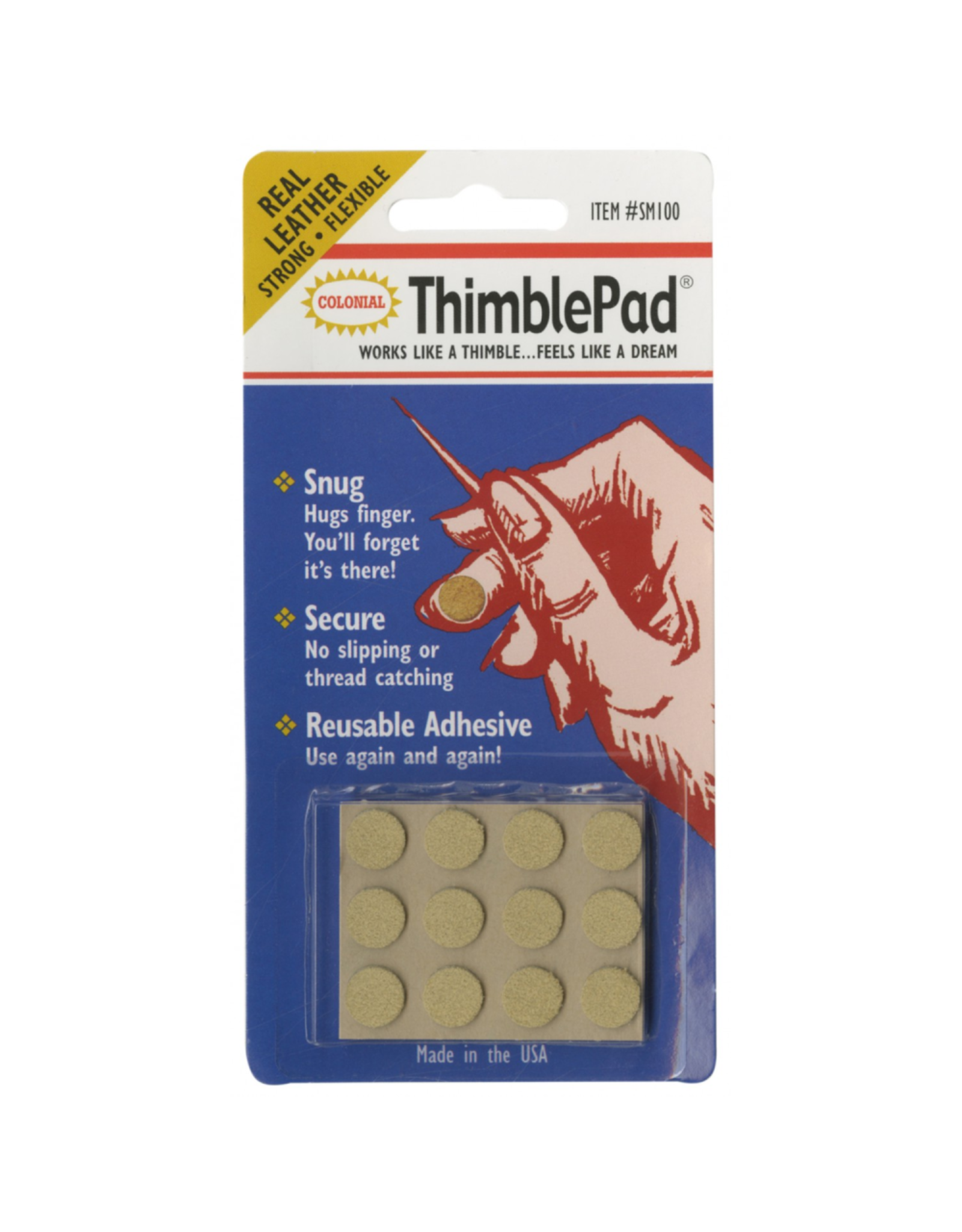 Colonial Needle Thimble Pad, Leather Adhesive Reusuable