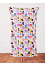 Paintbrush Studio Organic Double Gauze, Abstract Collage, Freehand Geometric in Bright, Fabric Half-Yards