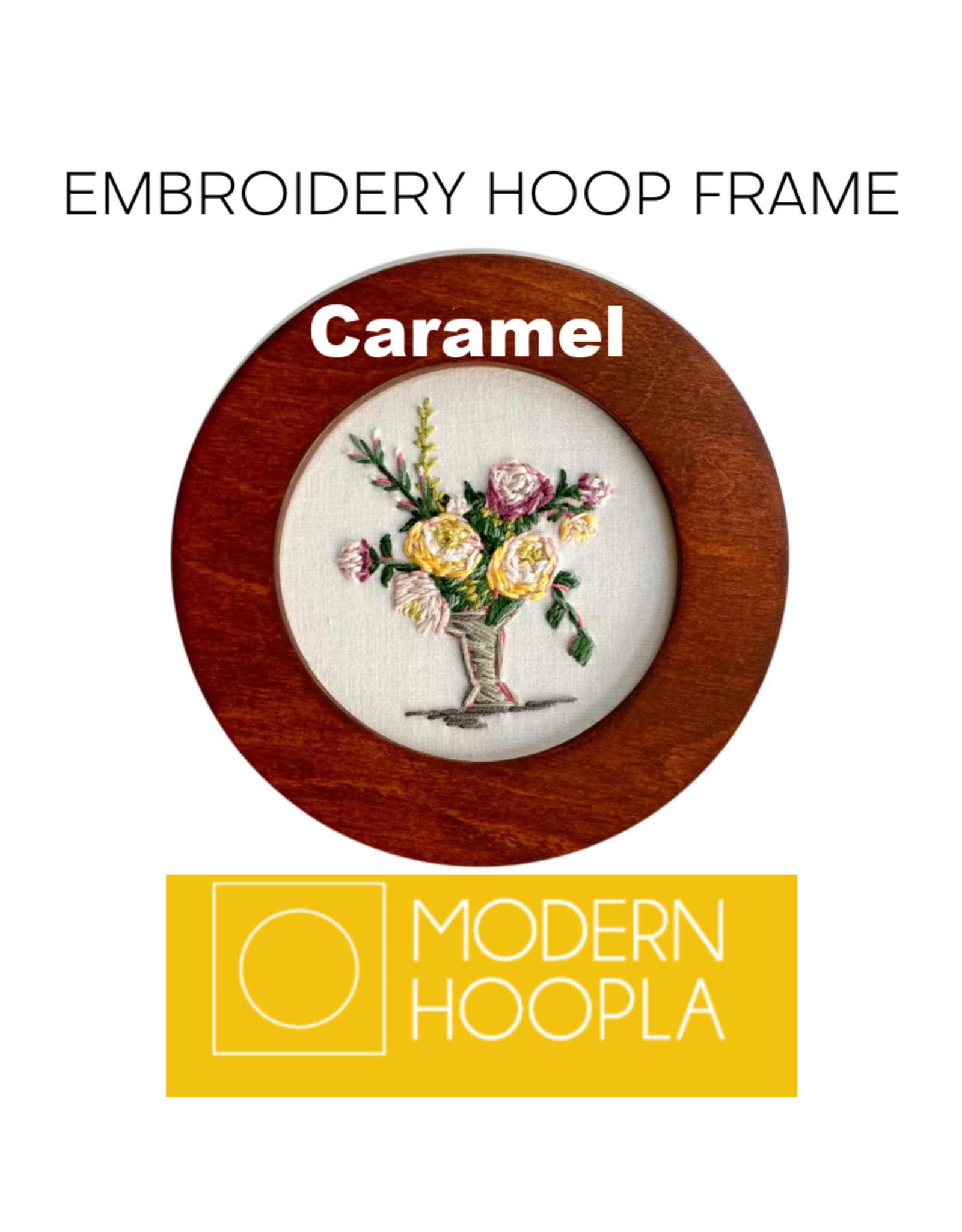 Modern Hoopla Round Hoop Frame in Caramel for 4" Embroidery Hoop
