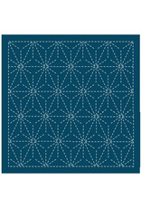 Japan Import Sashiko Sampler Cloth, Traditional Design Asa-no-ha, Navy