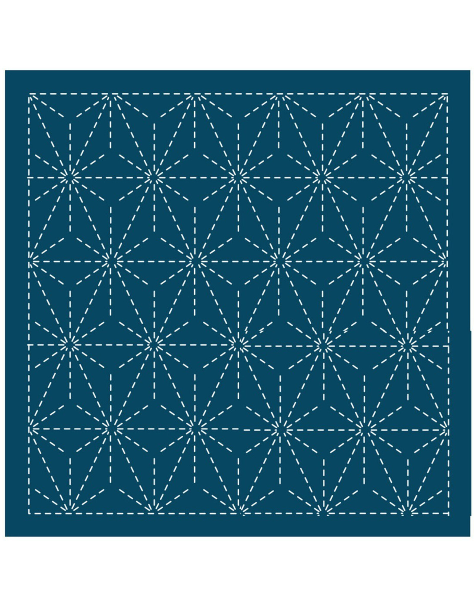 Japan Import Sashiko Sampler Cloth, Traditional Design Asa-no-ha, Navy