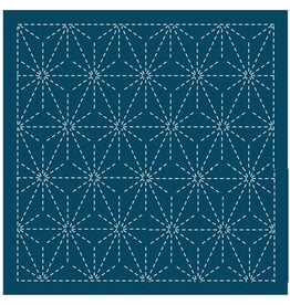 Japan Import Sashiko Sampler Cloth, Traditional Design Asa-no-ha, Navy