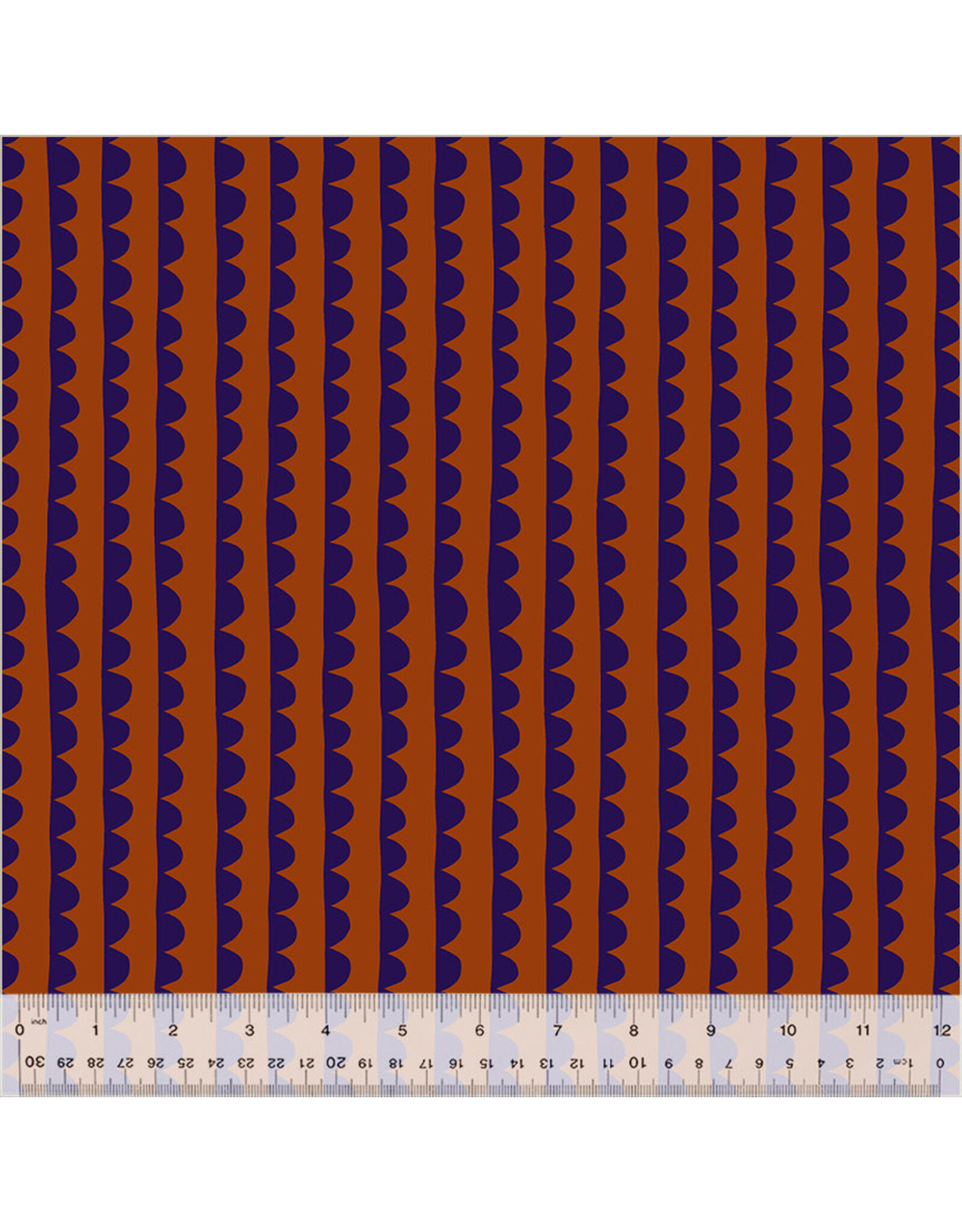 Deborah Fisher Night Rainbow, Scallop in Paprika, Fabric Half-Yards