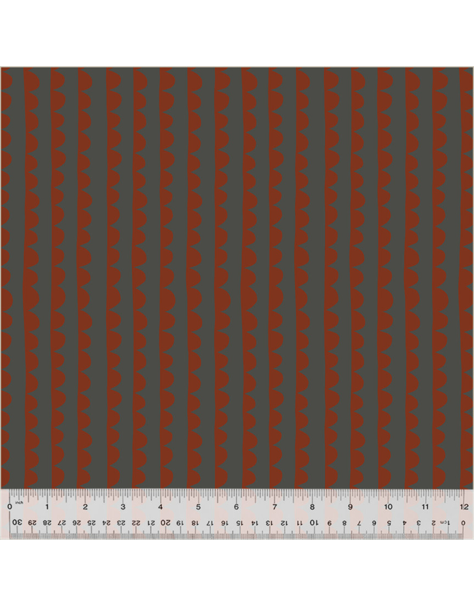 Deborah Fisher Cotton Canvas, Night Rainbow, Scallop in Cement, Fabric Half-Yards