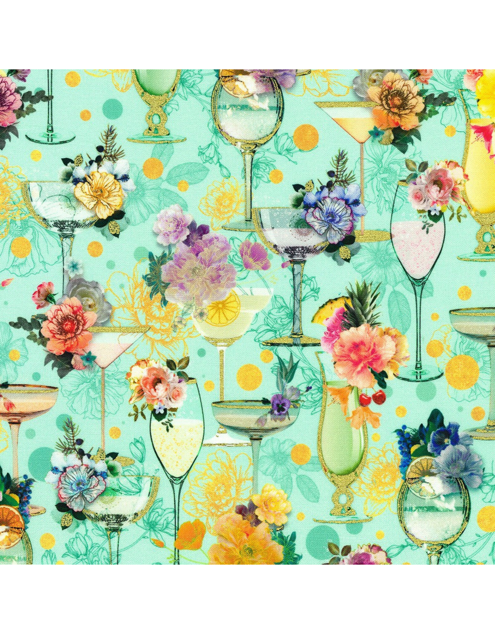 Robert Kaufman Happy Hour in Mint, Fabric Half-Yards