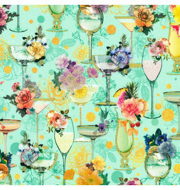 Robert Kaufman Happy Hour in Mint, Fabric Half-Yards