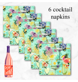 PD Happy Hour in Mint, Set of 6 Cocktail Napkins