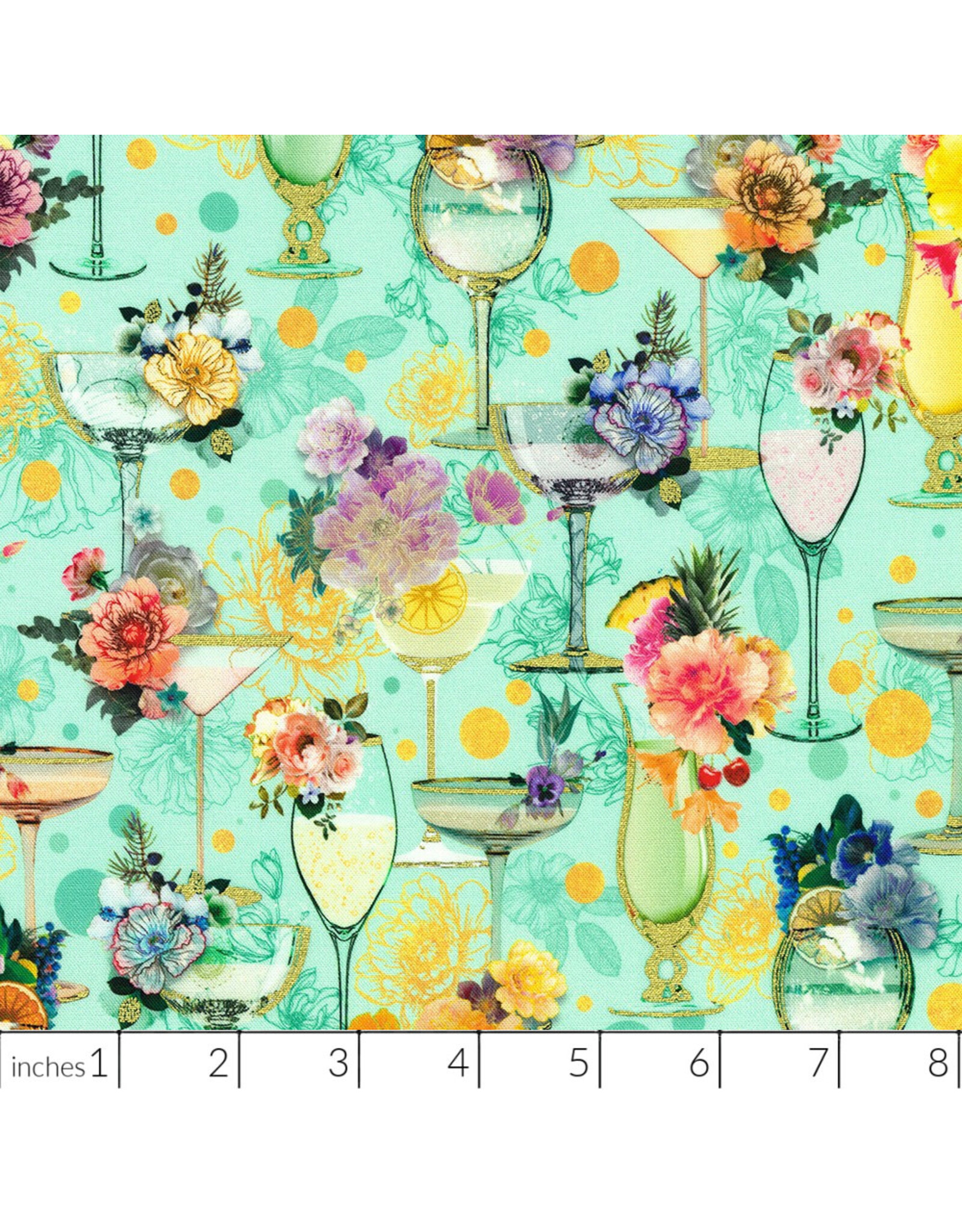 PD Happy Hour in Mint, Set of 6 Cocktail Napkins
