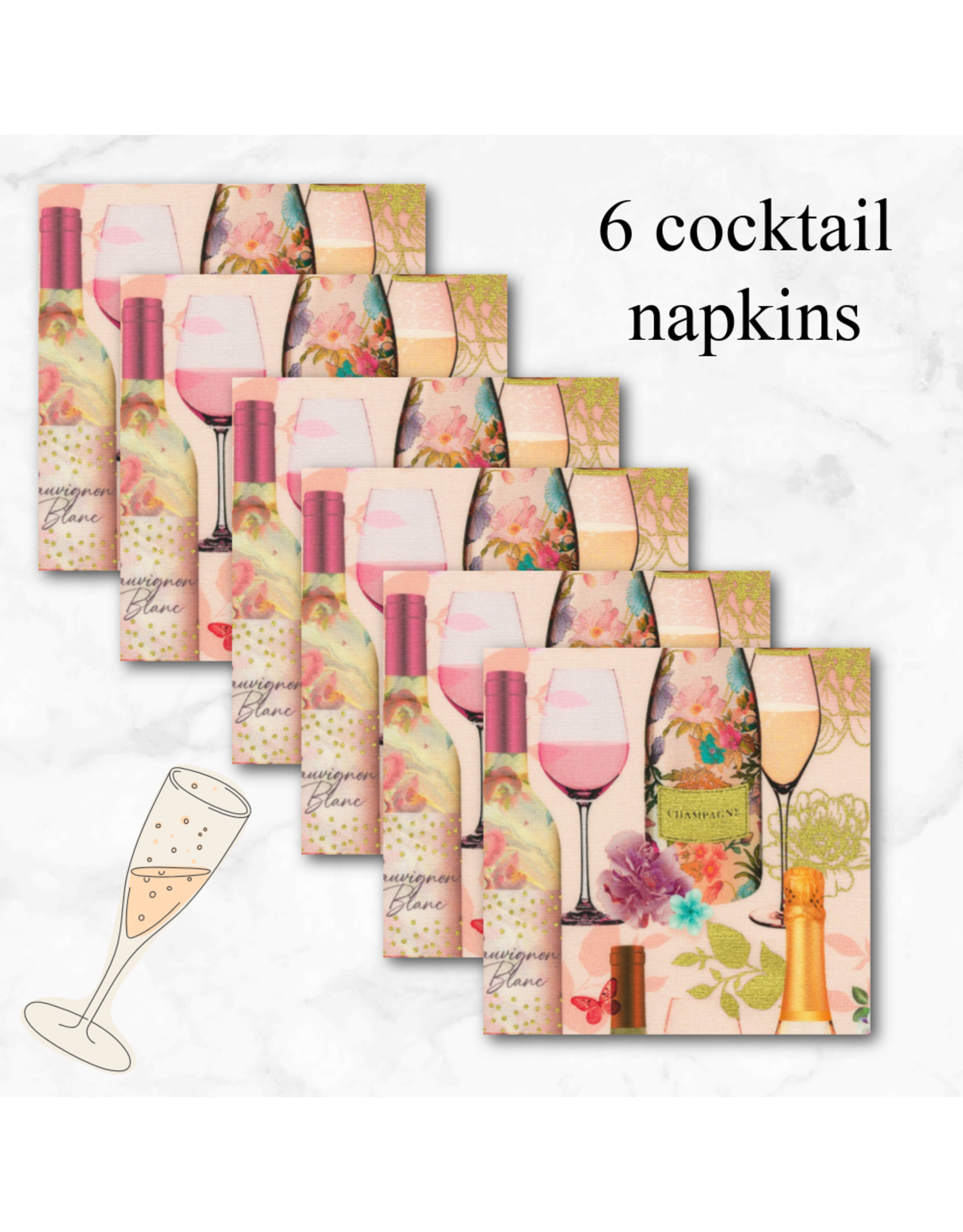PD Happy Hour in Blush, Set of 6 Cocktail Napkins