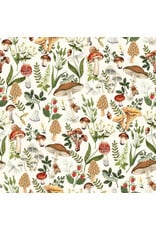 Northcott Wild Harvest, Mushrooms in Cream, Fabric Half-Yards