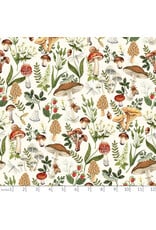 Northcott Wild Harvest, Mushrooms in Cream, Fabric Half-Yards