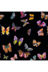 Nathalie Lété A Spring in Paris, Papillons in Black, Fabric Half-Yards
