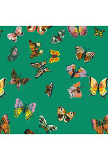 Nathalie Lété A Spring in Paris, Papillons in Green, Fabric Half-Yards