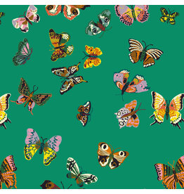 Nathalie Lété A Spring in Paris, Papillons in Green, Fabric Half-Yards