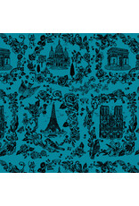 Nathalie Lété A Spring in Paris, Sightseeing Tonal in Azul, Fabric Half-Yards