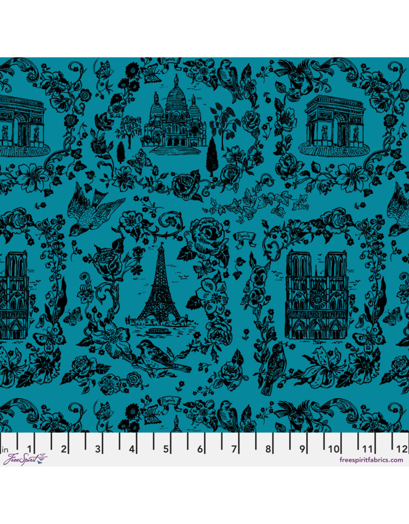 Nathalie Lété A Spring in Paris, Sightseeing Tonal in Azul, Fabric Half-Yards
