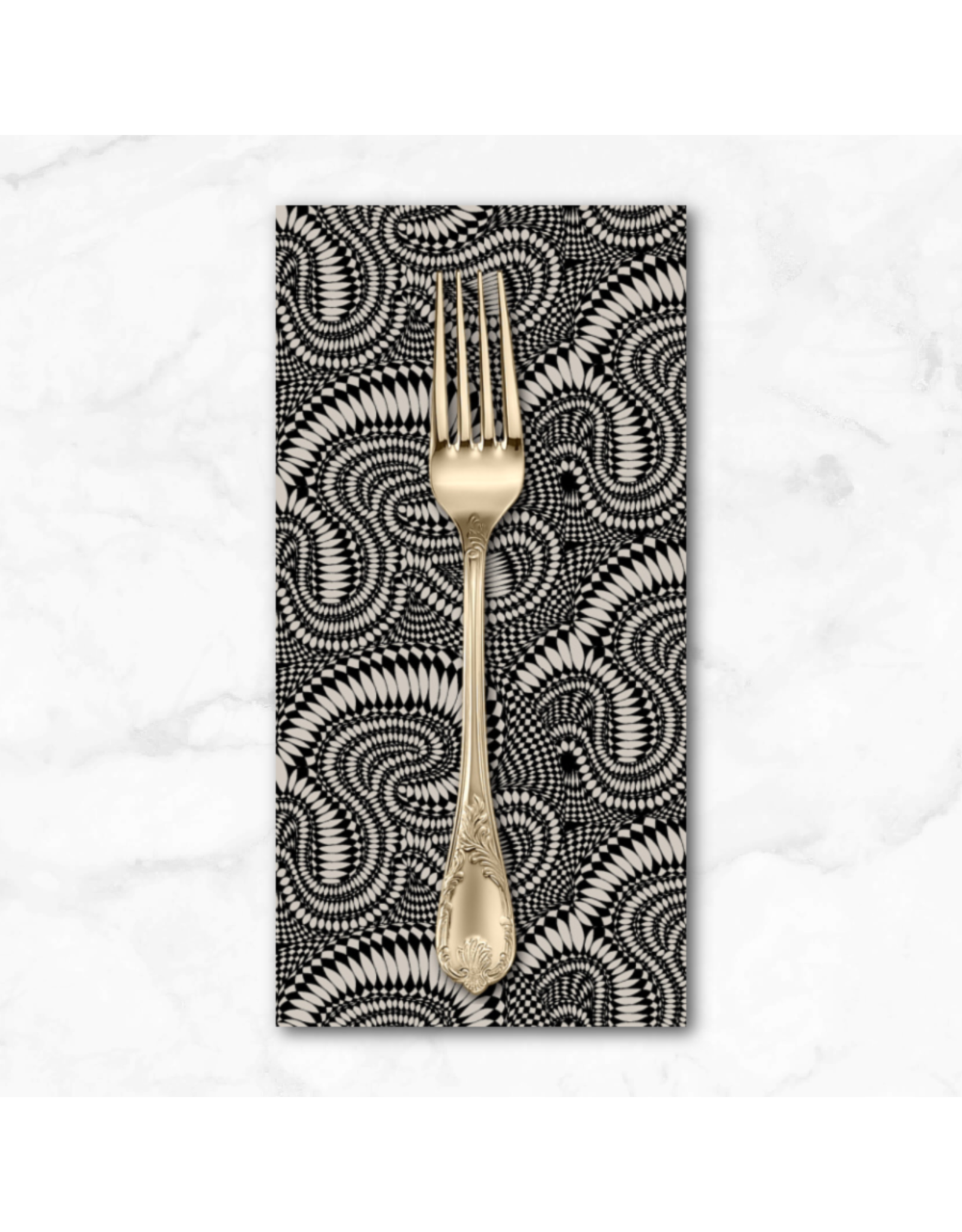 PD's Adrienne Leban Collection BioGeo Energy, Wig Wag in Charcoal, Dinner Napkin