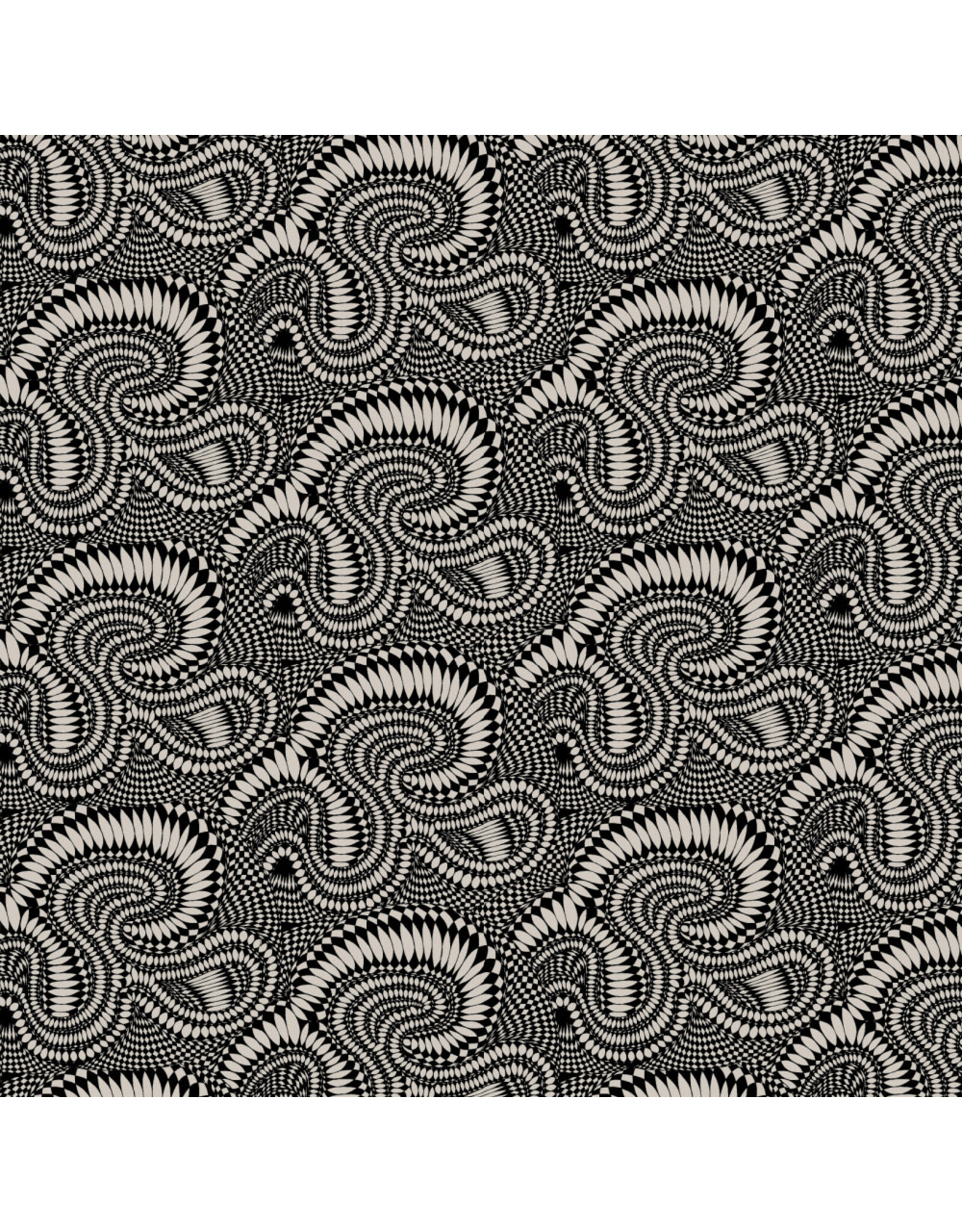 Adrienne Leban ON SALE-5 YARD CUT - BioGeo Energy, Wig Wag in Charcoal