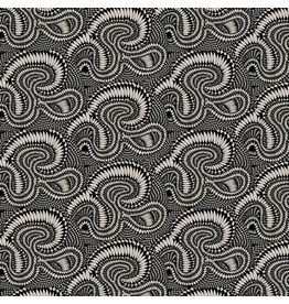 Adrienne Leban ON SALE-5 YARD CUT - BioGeo Energy, Wig Wag in Charcoal