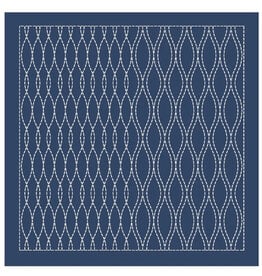 Japan Import Sashiko Sampler Cloth, Traditional Design Tatewaku, Navy