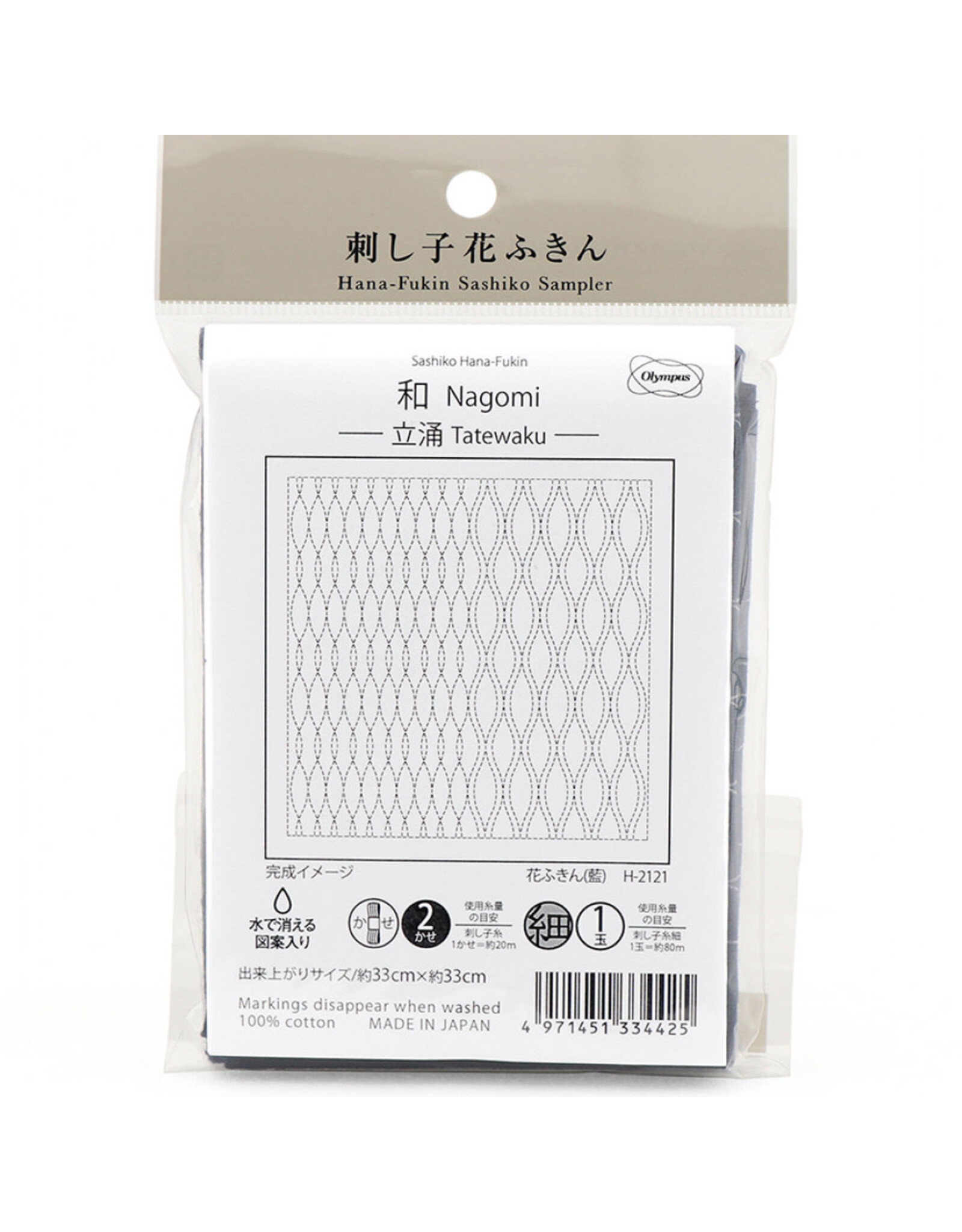 Japan Import Sashiko Sampler Cloth, Traditional Design Tatewaku, Navy
