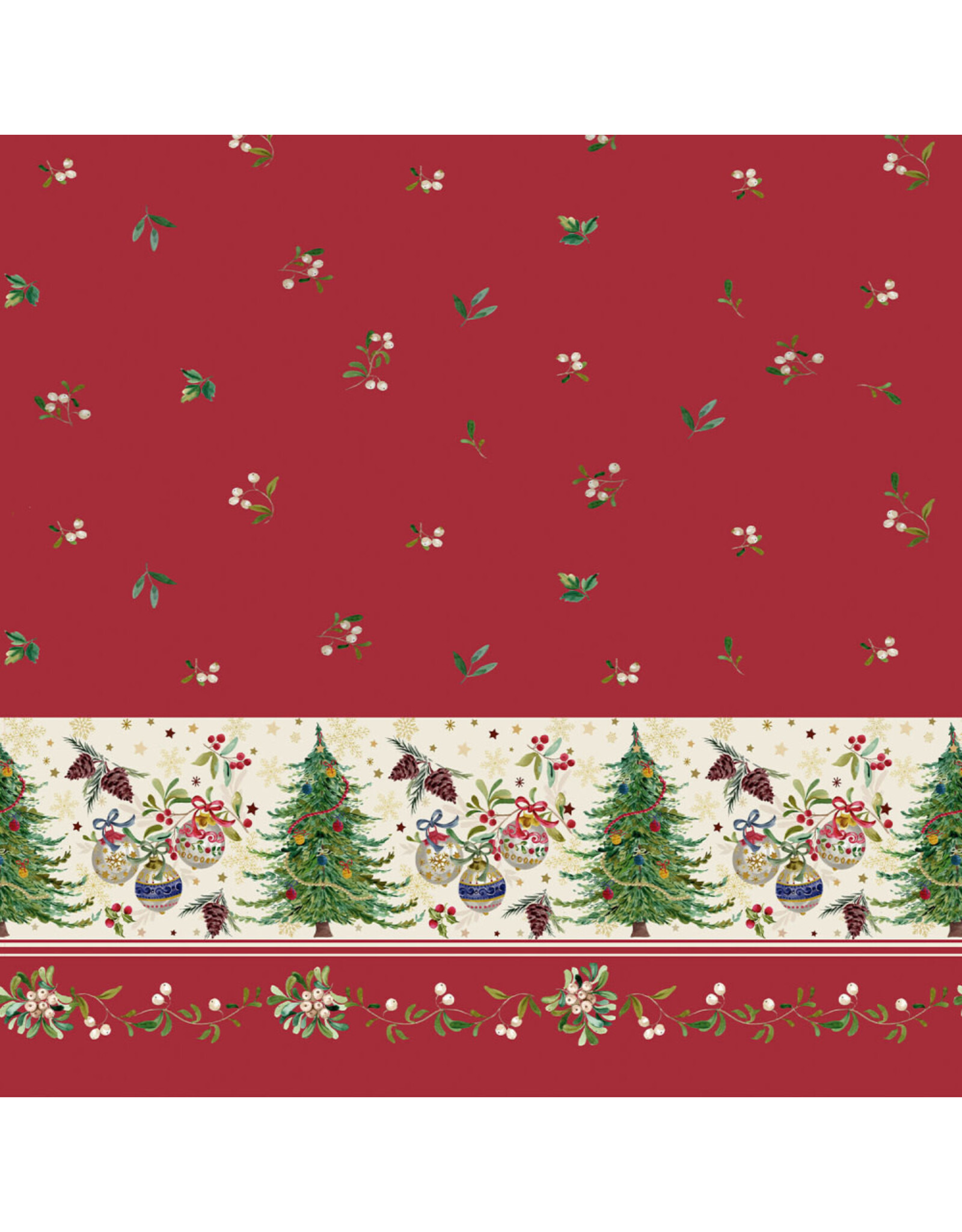 Katia, Spain Cotton Poplin, Xmas Border Print, Fabric Half-Yards