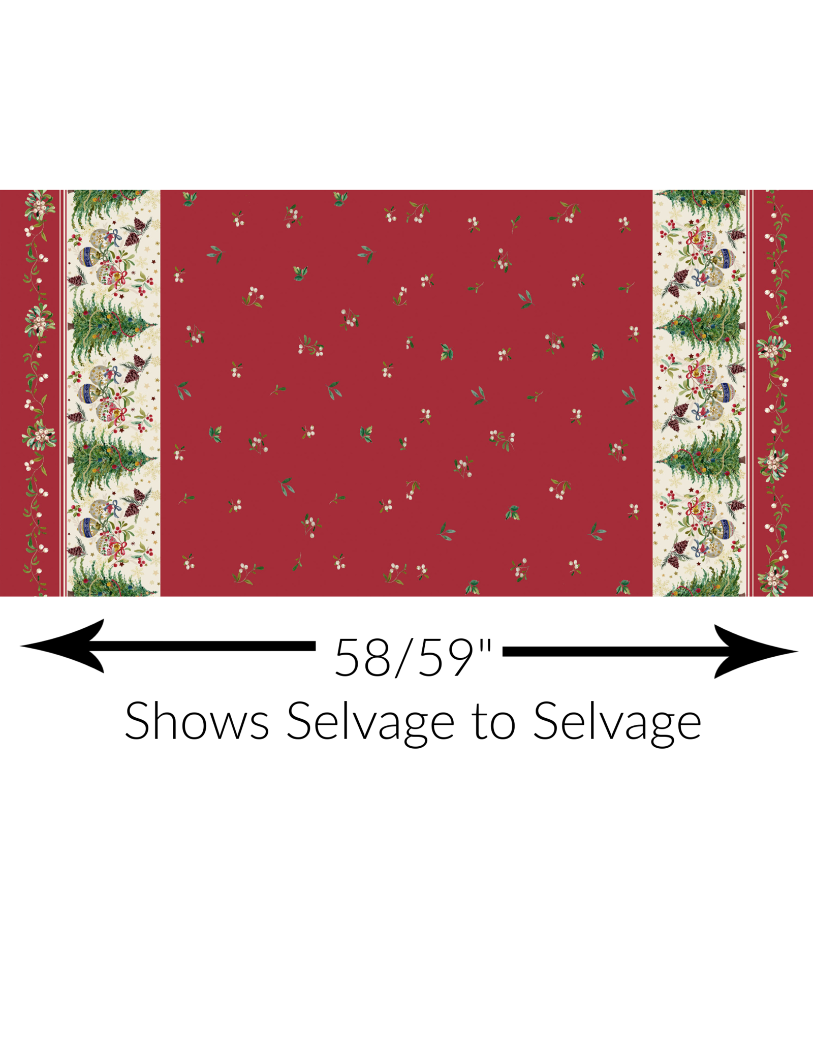 Katia, Spain Cotton Poplin, Xmas Border Print, Fabric Half-Yards