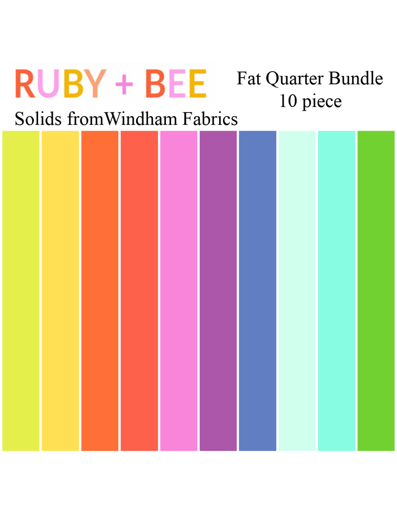 PD Ruby and Bee Solids, Fat Quarter Bundle containing 10 pcs.