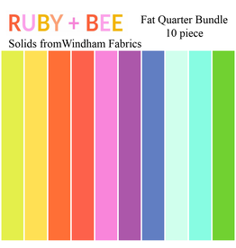 PD Ruby and Bee Solids, Fat Quarter Bundle containing 10 pcs.