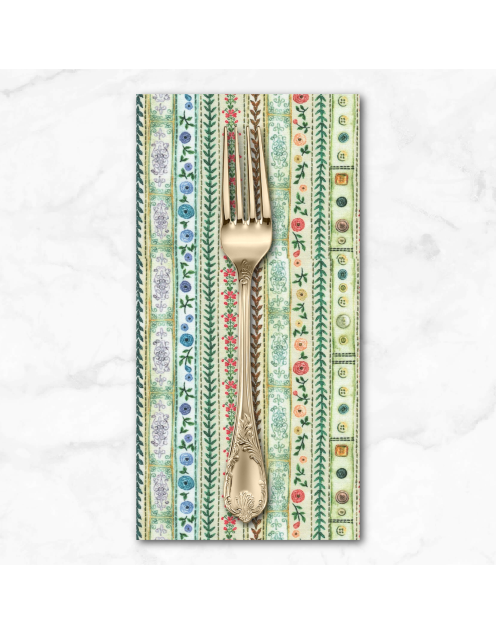 PD's Robert Kaufman Collection Make It Sew, Ribbon Stripes in Cream,  Dinner Napkin