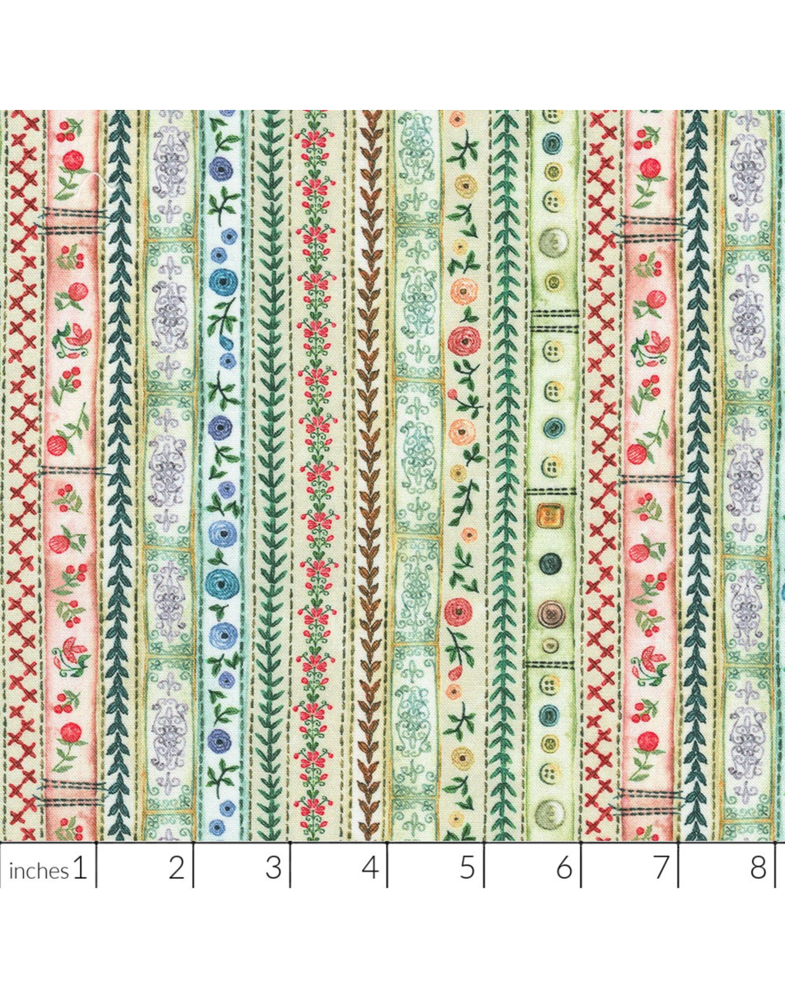 PD's Robert Kaufman Collection Make It Sew, Ribbon Stripes in Cream,  Dinner Napkin