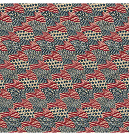 P & B Textiles Allegiance, Waving Flags in Patriotic, Fabric Half-Yards