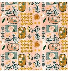 Figo ON SALE - 5 YARD CUT, Daybreak, Patchwork in Coral